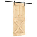 Skydedør Naturfarvet og sort 85 x 210 cm Massivt Fyrretræ