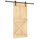 Skydedør Naturfarvet og sort 95 x 210 cm Massivt Fyrretræ