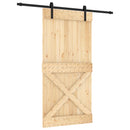 Skydedør Naturfarvet og sort 100 x 210 cm Massivt Fyrretræ