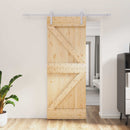 Skydedør Natur og hvid 80 x 210 cm Massivt fyrretræ