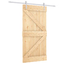 Skydedør Natur og hvid 100 x 210 cm Massivt fyrretræ
