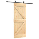 Skydedør Naturfarvet og sort 85 x 210 cm Massivt Fyrretræ