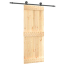 Skydedør Naturfarvet og sort 80 x 210 cm Massivt Fyrretræ