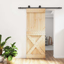 Skydedør Naturfarvet og sort 80 x 210 cm Massivt Fyrretræ