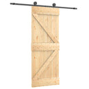 Skydedør Naturfarvet og sort 70 x 210 cm Massivt Fyrretræ