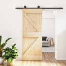 Skydedør Naturfarvet og sort 85 x 210 cm Massivt Fyrretræ