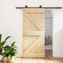 Skydedør Naturfarvet og sort 95 x 210 cm Massivt Fyrretræ