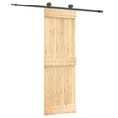 Skydedør Naturfarvet og sort 70 x 210 cm Massivt Fyrretræ