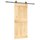 Skydedør Naturfarvet og sort 85 x 210 cm Massivt Fyrretræ