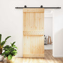 Skydedør Naturfarvet og sort 90 x 210 cm Massivt Fyrretræ