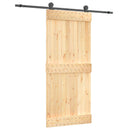 Skydedør Naturfarvet og sort 90 x 210 cm Massivt Fyrretræ