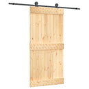 Skydedør Naturfarvet og sort 100 x 210 cm Massivt Fyrretræ