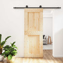 Skydedør Naturfarvet og sort 80 x 210 cm Massivt Fyrretræ
