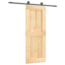 Skydedør Naturfarvet og sort 80 x 210 cm Massivt Fyrretræ