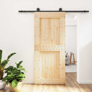 Skydedør Naturfarvet og sort 90 x 210 cm Massivt Fyrretræ