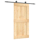 Skydedør Naturfarvet og sort 100 x 210 cm Massivt Fyrretræ