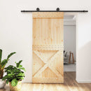Skydedør Naturfarvet og sort 95 x 210 cm Massivt Fyrretræ
