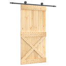 Skydedør Naturfarvet og sort 100 x 210 cm Massivt Fyrretræ
