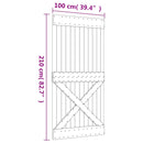 Skydedør Naturfarvet og sort 100 x 210 cm Massivt Fyrretræ