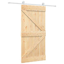 Skydedør Natur og hvid 100 x 210 cm Massivt fyrretræ