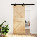 Skydedør Naturfarvet og sort 85 x 210 cm Massivt Fyrretræ