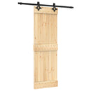 Skydedør Naturfarvet og sort 70 x 210 cm Massivt Fyrretræ