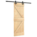 Skydedør Naturfarvet og sort 70 x 210 cm Massivt Fyrretræ