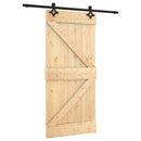 Skydedør Naturfarvet og sort 95 x 210 cm Massivt Fyrretræ