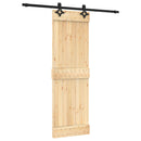 Skydedør Naturfarvet og sort 70 x 210 cm Massivt Fyrretræ