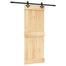 Skydedør Naturfarvet og sort 80 x 210 cm Massivt Fyrretræ