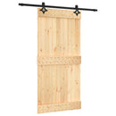 Skydedør Naturfarvet og sort 100 x 210 cm Massivt Fyrretræ