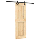 Skydedør Naturfarvet og sort 70 x 210 cm Massivt Fyrretræ