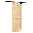 Skydedør Naturfarvet og sort 80 x 210 cm Massivt Fyrretræ