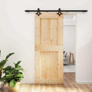 Skydedør Naturfarvet og sort 85 x 210 cm Massivt Fyrretræ