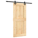 Skydedør Naturfarvet og sort 90 x 210 cm Massivt Fyrretræ