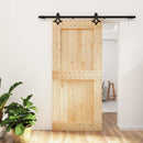 Skydedør Naturfarvet og sort 95 x 210 cm Massivt Fyrretræ