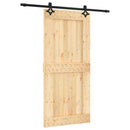 Skydedør Naturfarvet og sort 95 x 210 cm Massivt Fyrretræ