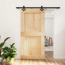 Skydedør Naturfarvet og sort 100 x 210 cm Massivt Fyrretræ