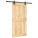 Skydedør Naturfarvet og sort 100 x 210 cm Massivt Fyrretræ