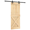 Skydedør Naturfarvet og sort 80 x 210 cm Massivt Fyrretræ