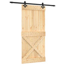 Skydedør Naturfarvet og sort 95 x 210 cm Massivt Fyrretræ