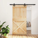 Skydedør Naturfarvet og sort 100 x 210 cm Massivt Fyrretræ