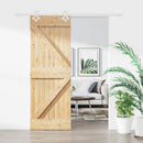 Skydedør Natur og hvid 80 x 210 cm Massivt fyrretræ