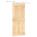 Skydedør Natur og hvid 90 x 210 cm Massivt Fyrretræ