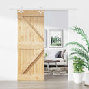 Skydedør Natur og hvid 80 x 210 cm Massivt fyrretræ