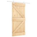 Skydedør Natur og hvid 100 x 210 cm Massivt fyrretræ