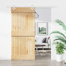 Skydedør Natur og hvid 90 x 210 cm Massivt Fyrretræ