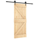 Skydedør Naturfarvet og sort 85 x 210 cm Massivt Fyrretræ