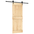 Skydedør Naturfarvet og sort 80 x 210 cm Massivt Fyrretræ