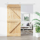 Skydedør Natur og hvid 90 x 210 cm Massivt fyrretræ